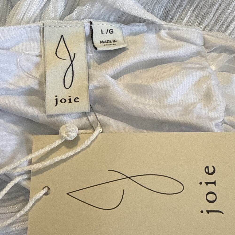 Joie Women's Size Large Top White Metallic V-neck Waist Tie Sleeveless NWT - Picture 8 of 8
